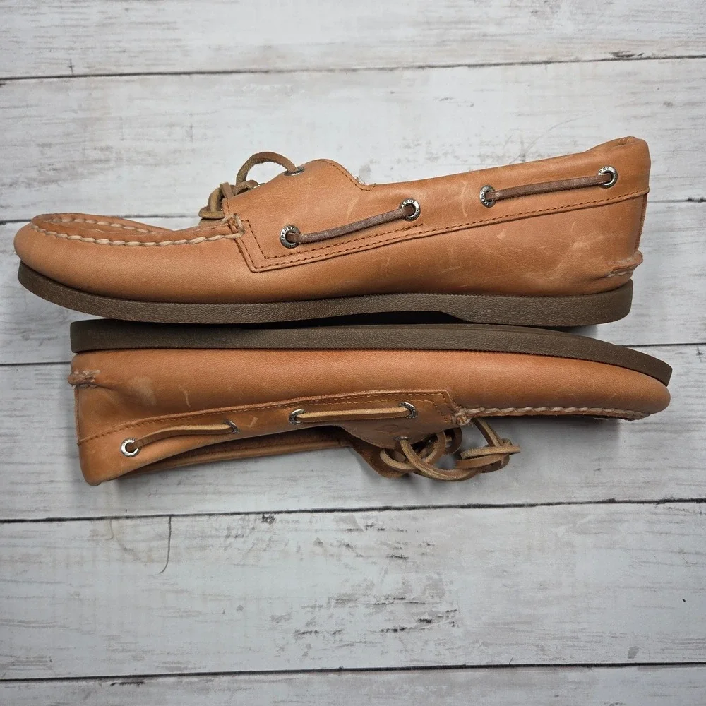 Sperry Top-Sider Authentic Original Boat Shoe Mens 12M Tan Leather Moc-Toe